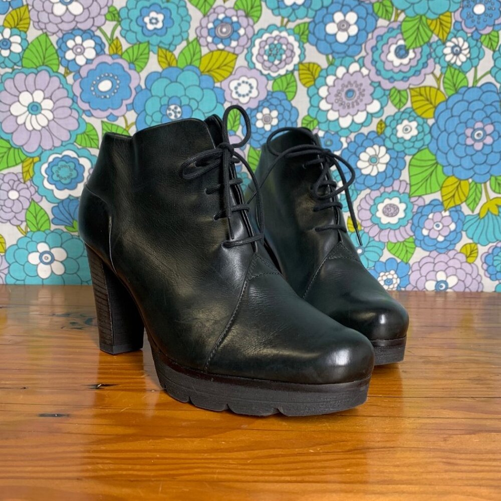 Paul Green Fiona Black Leather Ankle Booties Size:USA 6 (UK 3.5)